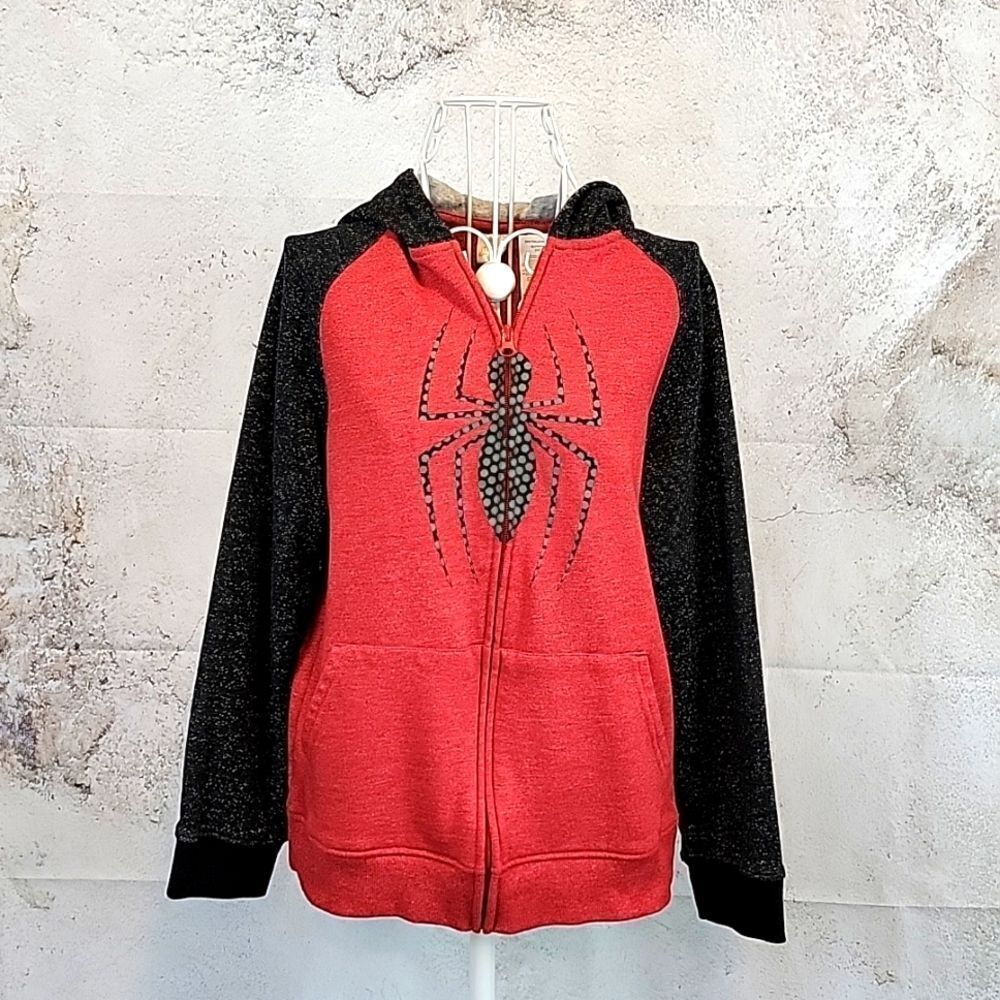 Marvel Spider-Man zip-up hoodie in red and black Youth Size 14 XL